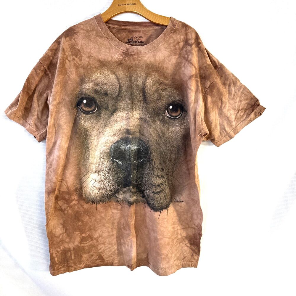 Dog Face The Mountain Brown Tie-Dye Shirt - XXL - Pit Bull Face Tee